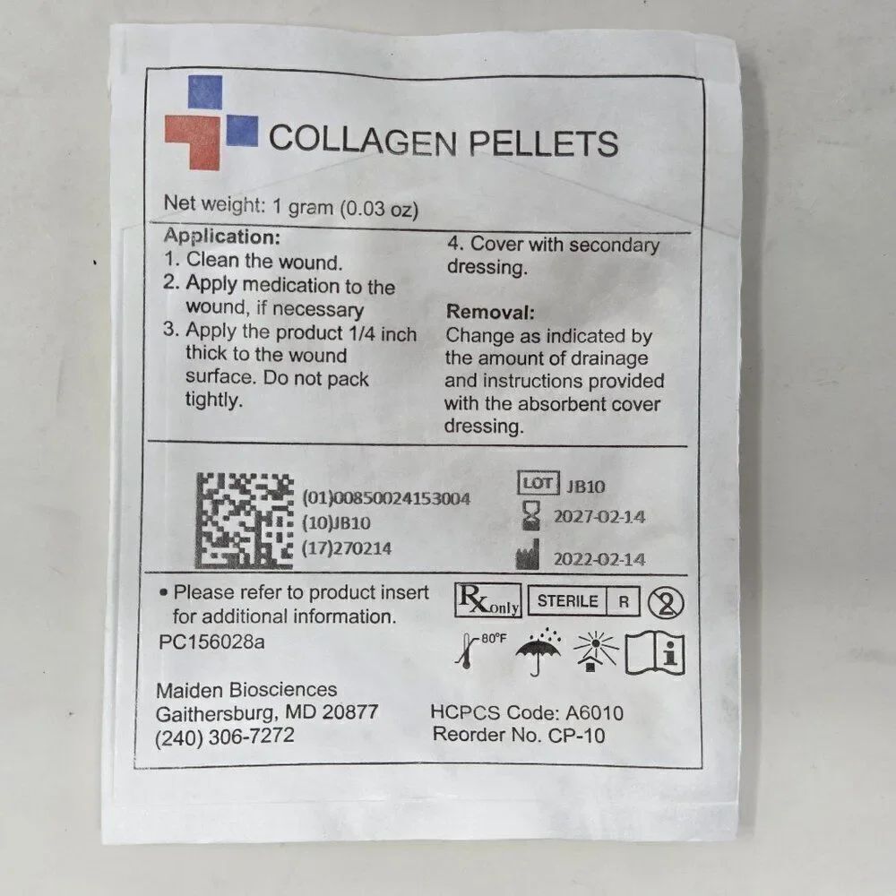 COLLAGEN PELLETS 1 GRAM PACKET ( 0.03 OZ ) MAIDEN BIOSCIENCES BRAND NEW